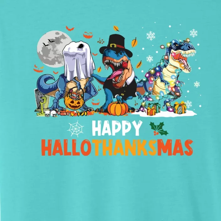 Happy Hallothanksmas Dinosaur Funny Hallothanksmas Party ChromaSoft Performance T-Shirt