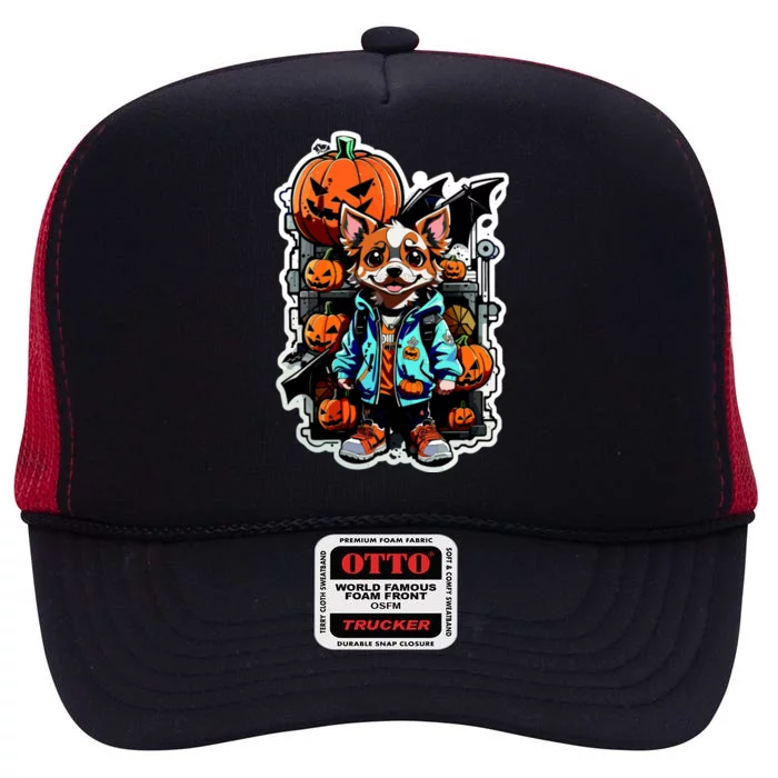 Hip Halloween Dog High Crown Mesh Trucker Hat