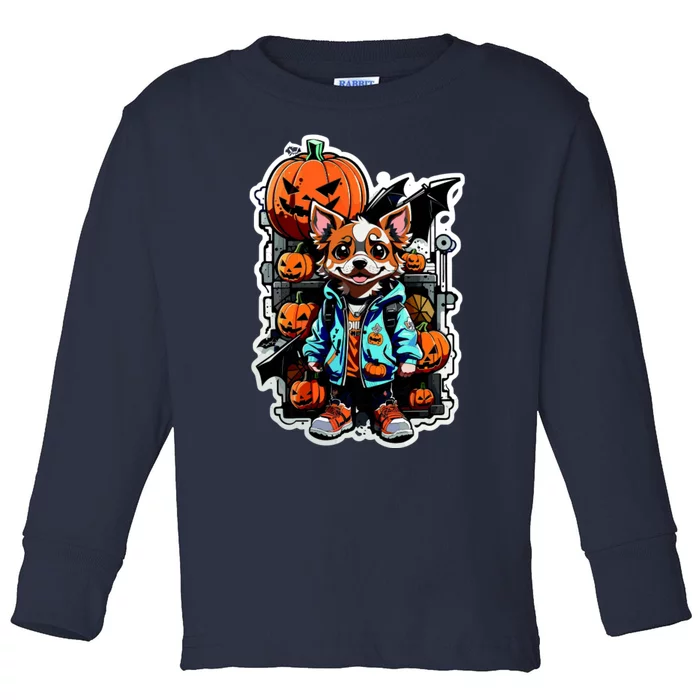 Hip Halloween Dog Toddler Long Sleeve Shirt