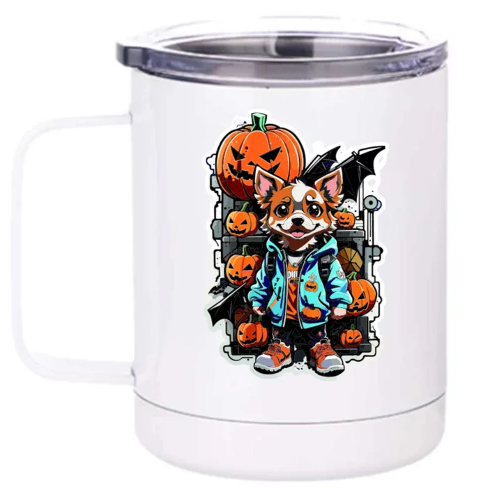 Hip Halloween Dog Front & Back 12oz Stainless Steel Tumbler Cup