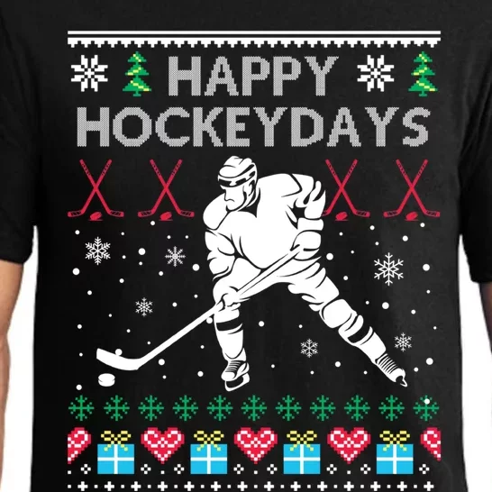 Happy Hockey Days Ugly Christmas Sweater Gift Hockey Player Meaningful Gift Pajama Set