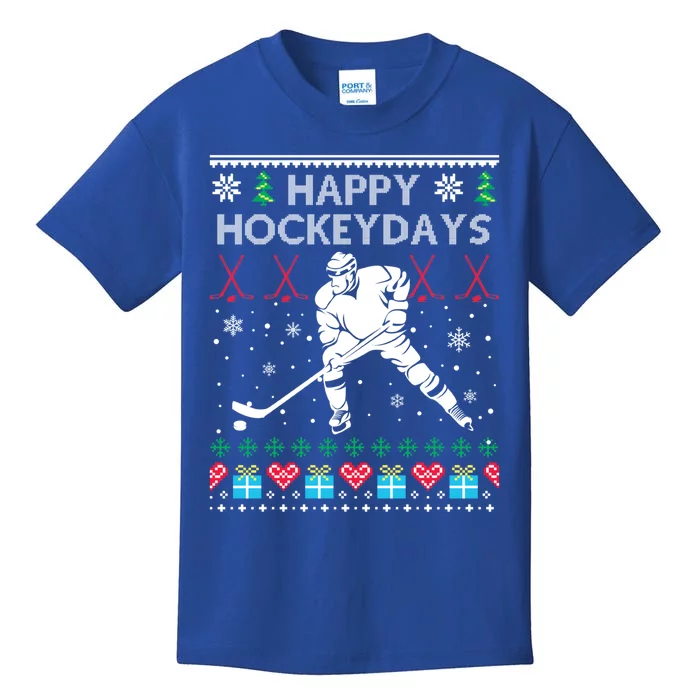 Happy Hockey Days Ugly Christmas Sweater Gift Hockey Player Meaningful Gift Kids T-Shirt