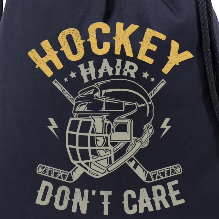 Hockey Hair Dont Care Hockey Player Ice Hockey Cute Gift Drawstring Bag