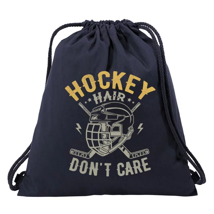 Hockey Hair Dont Care Hockey Player Ice Hockey Cute Gift Drawstring Bag