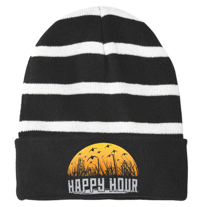 Happy Hour Duck Hunting Hunter Striped Beanie with Solid Band