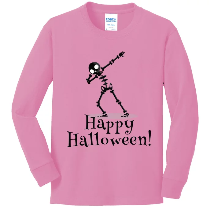 Happy Halloween Dabbing Skeleton Dab Ghost Pumpkin Spooky Cute Gift Kids Long Sleeve Shirt