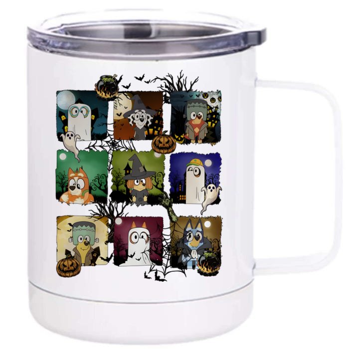 Happy Halloween Dog Family Matching Funny Dog Lover Front & Back 12oz Stainless Steel Tumbler Cup