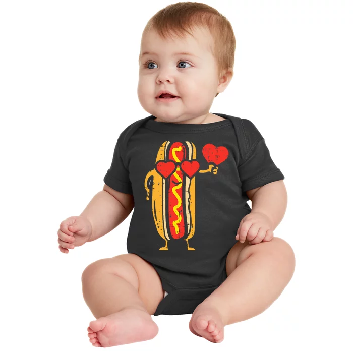 Heart Hot Dog Cute Sausage Bun Baby Bodysuit