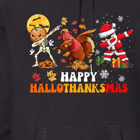 Happy Hallowthanksmas Dabbing Santa Thanksgiving Christmas Premium Hoodie