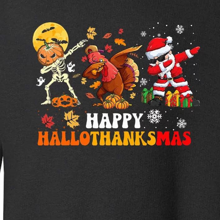 Happy Hallowthanksmas Dabbing Santa Thanksgiving Christmas Toddler Sweatshirt