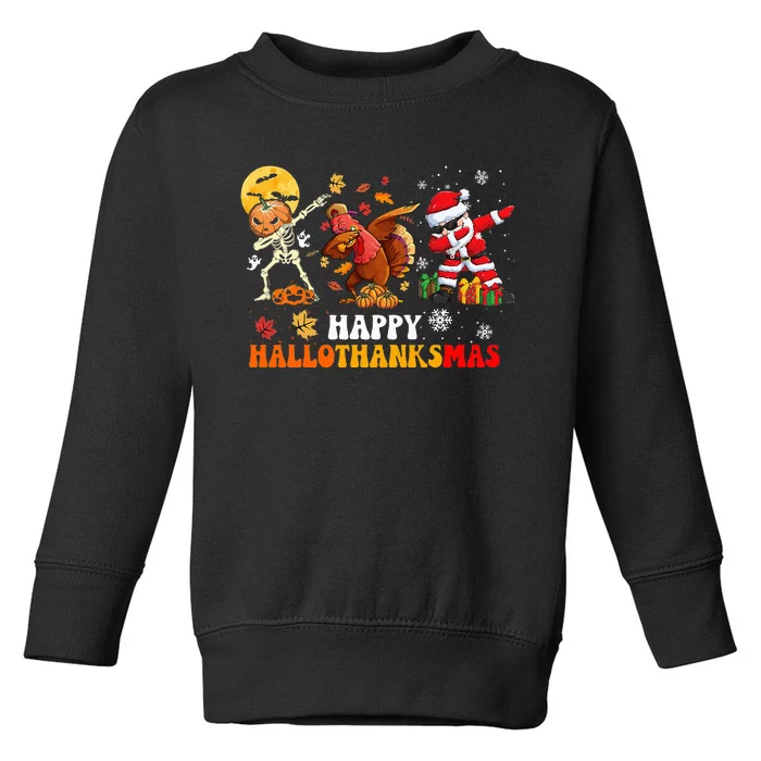 Happy Hallowthanksmas Dabbing Santa Thanksgiving Christmas Toddler Sweatshirt