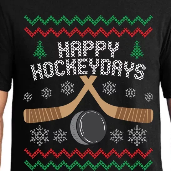 Happy Hockey Days Ugly Christmas Sweater Gift Gift Pajama Set