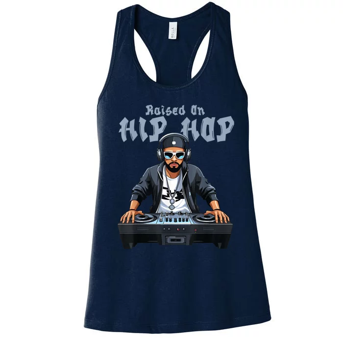 Hip Hop DJ 50th Anniversary Raised On Hip Hop Women's Racerback Tank