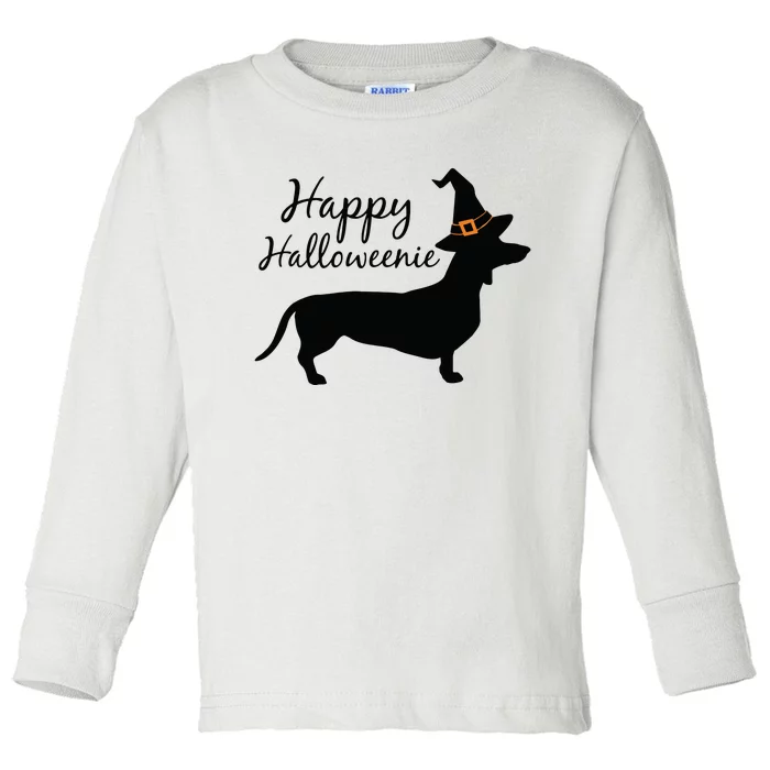 Happy Halloweenie Dachshund Wiener Dog Halloween Toddler Long Sleeve Shirt