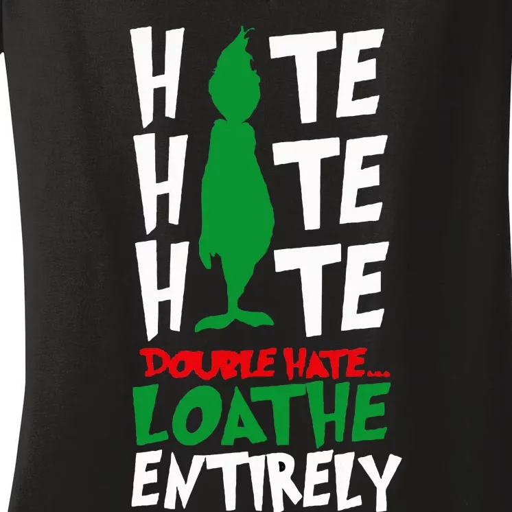 Hate Hate double hate loathe entirely funny Christmas Women's V-Neck T-Shirt