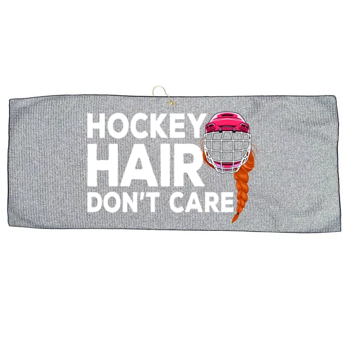 Hockey Hair Dont Care Funny Ice Puck Player Meaningful Gift Large Microfiber Waffle Golf Towel