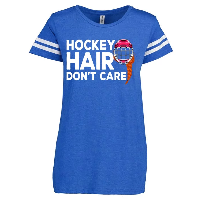 Hockey Hair Dont Care Funny Ice Puck Player Meaningful Gift Enza Ladies Jersey Football T-Shirt