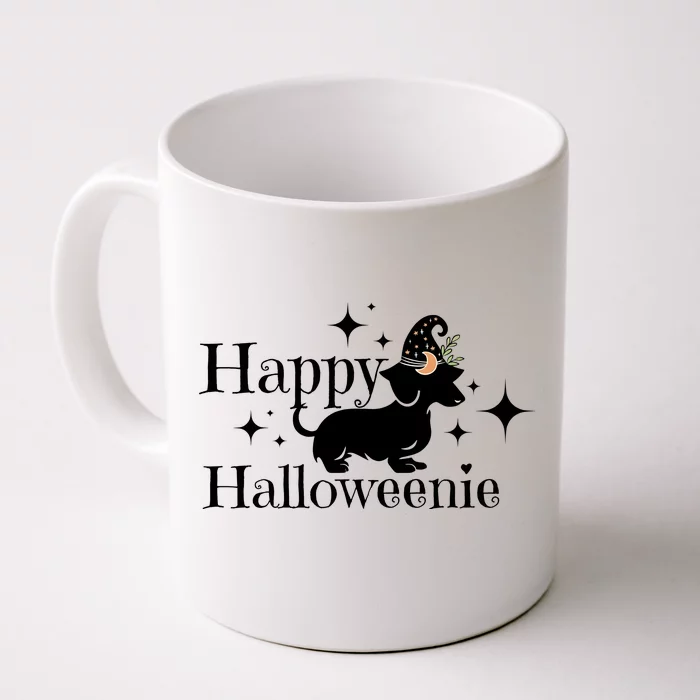 Happy Halloweenie Dog Halloween Wicth Front & Back Coffee Mug