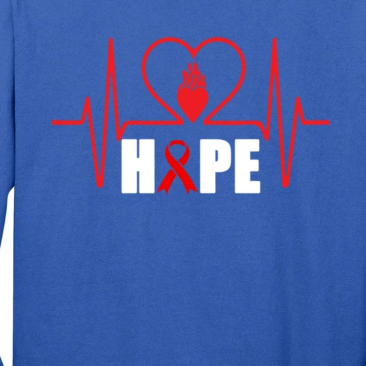 Hope Heart Disease Awareness In February Heart Health Month Gift Tall Long Sleeve T-Shirt