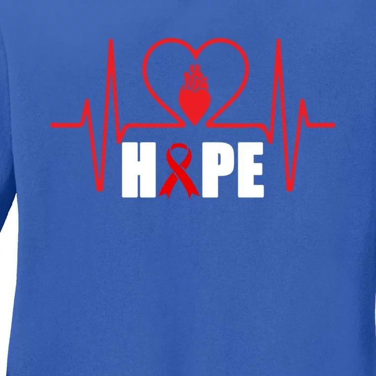 Hope Heart Disease Awareness In February Heart Health Month Gift Ladies Long Sleeve Shirt