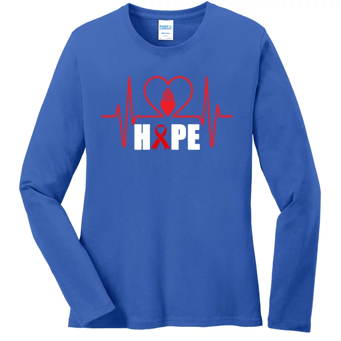 Hope Heart Disease Awareness In February Heart Health Month Gift Ladies Long Sleeve Shirt