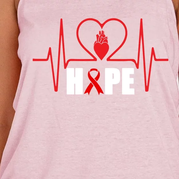 Hope Heart Disease Awareness In February Heart Health Month Gift Women's Knotted Racerback Tank