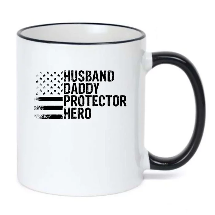 Humor Husband Daddy Protector Hero Happy Fathers Day Flag Gift Black Color Changing Mug