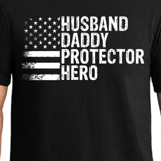 Humor Husband Daddy Protector Hero Happy Fathers Day Flag Gift Pajama Set