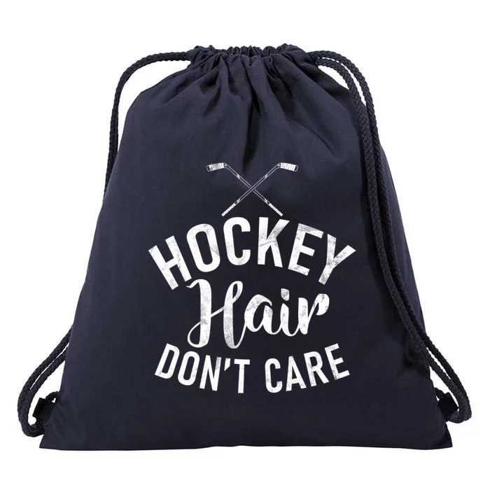 Hockey Hair Dont Care Hockey Gift Drawstring Bag