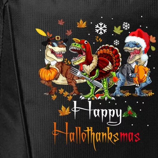 Happy Hallothanksmas Dinosaurs T Rex Turkey Costume Gift City Backpack