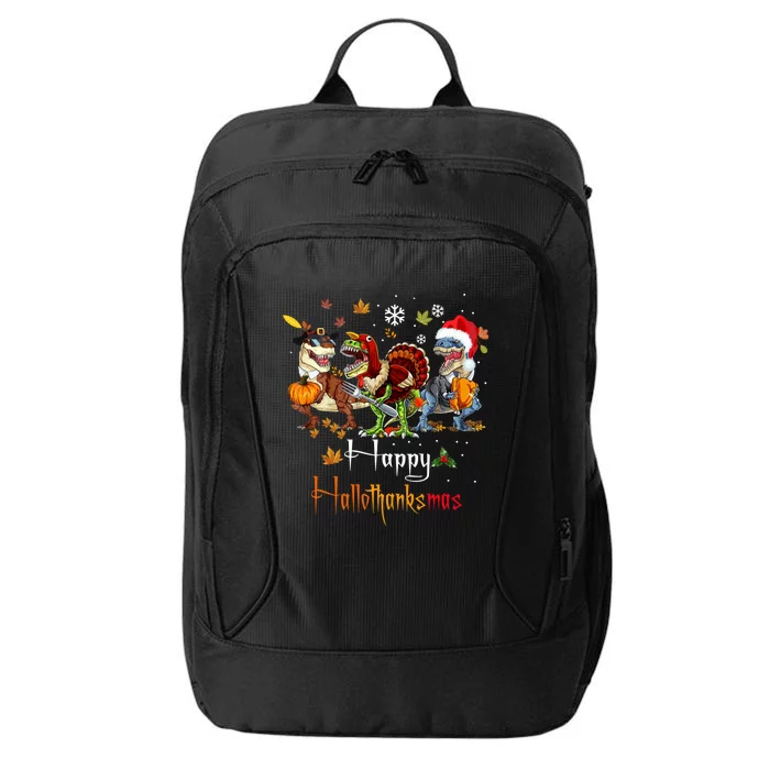 Happy Hallothanksmas Dinosaurs T Rex Turkey Costume Gift City Backpack