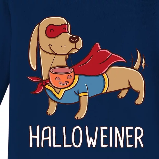 Happy Halloweiner Dachshund Sausage Weiner Dog Halloween Baby Long Sleeve Bodysuit