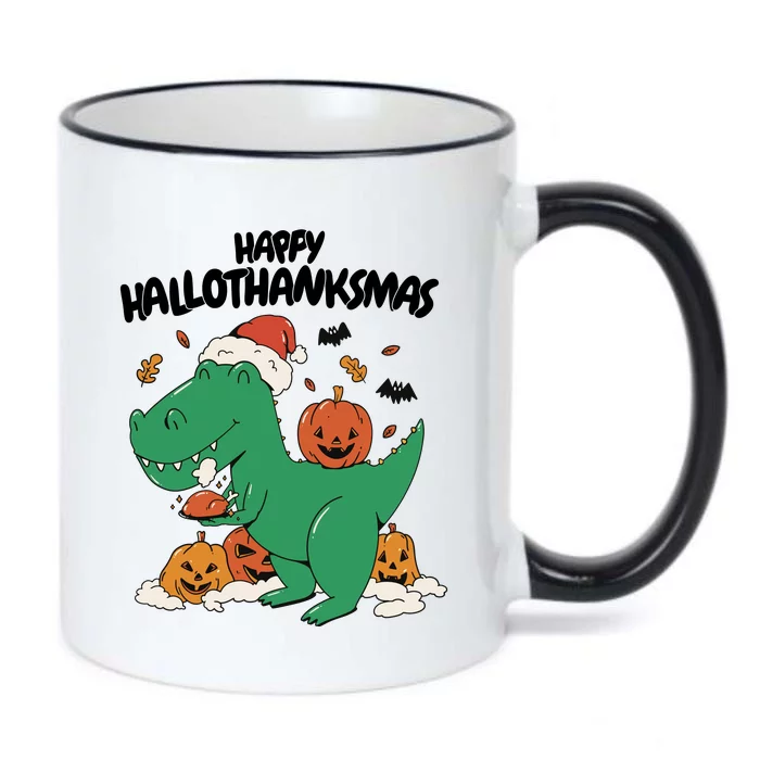 Happy Hallothanksmas Dinosaur Holiday Black Color Changing Mug