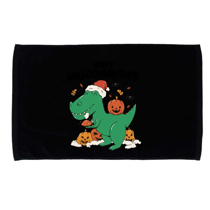 Happy Hallothanksmas Dinosaur Holiday Microfiber Hand Towel