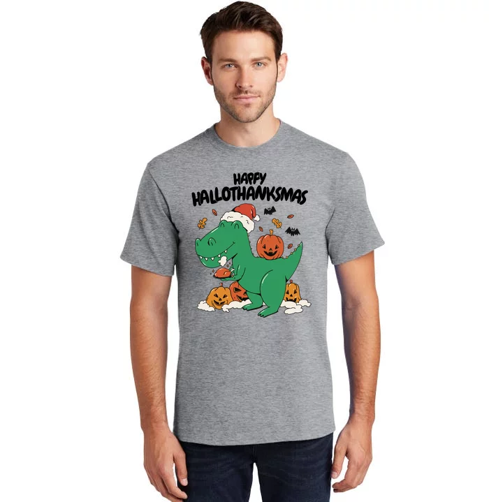 Happy Hallothanksmas Dinosaur Holiday Tall T-Shirt