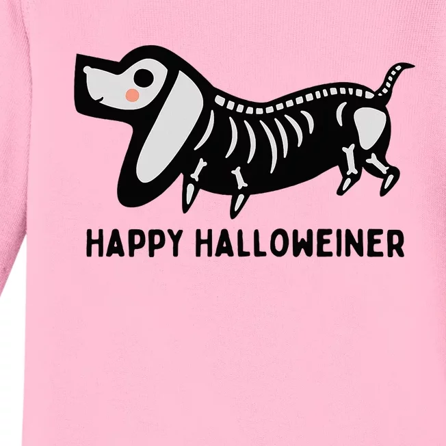 Happy Halloweiner Dachshund Sausage Weiner Dog Halloween Baby Long Sleeve Bodysuit