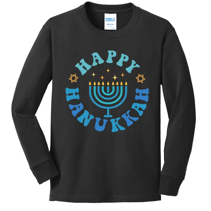 Happy Hanukkah Dinner Funny Jewish Family Kids Long Sleeve Shirt