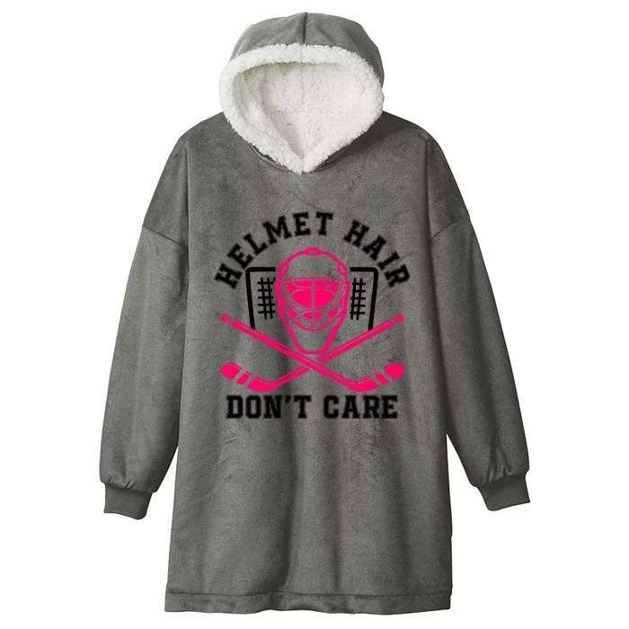 Helmet Hair DonT Care Funny Pink Hockey Mask Gift Hooded Wearable Blanket