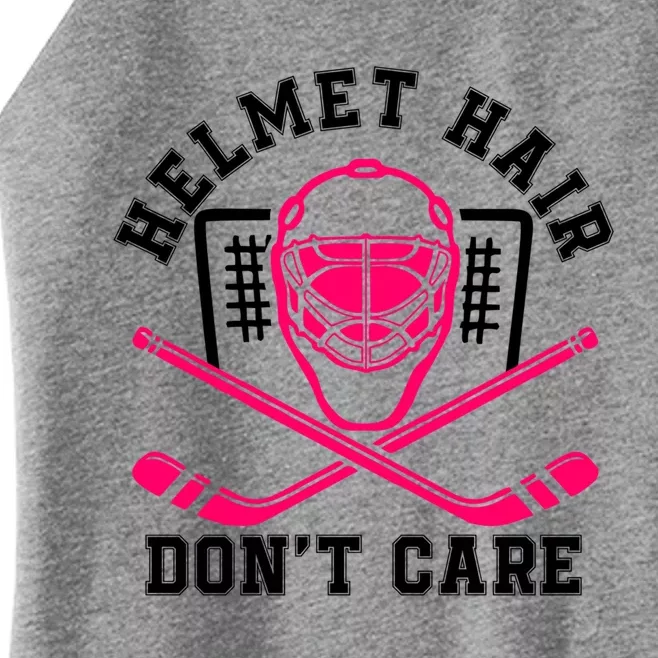 Helmet Hair DonT Care Funny Pink Hockey Mask Gift Women’s Perfect Tri Rocker Tank