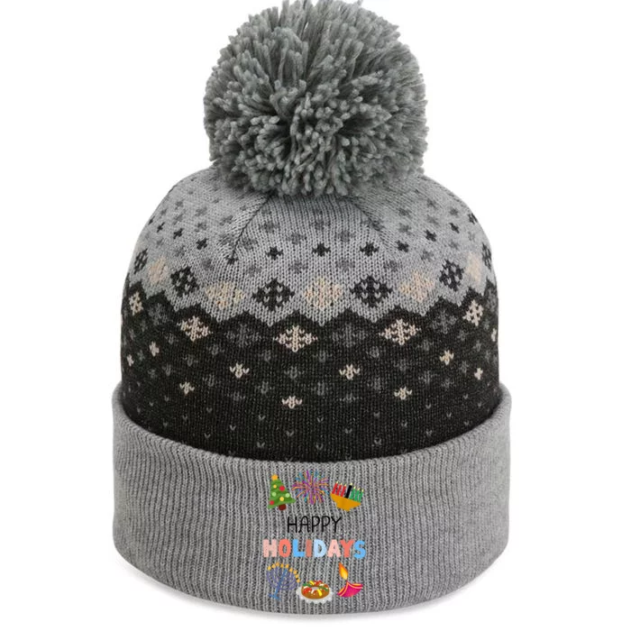 Happy Holidays Diwali Kwanzaa Hanukkah Christmas The Baniff Cuffed Pom Beanie