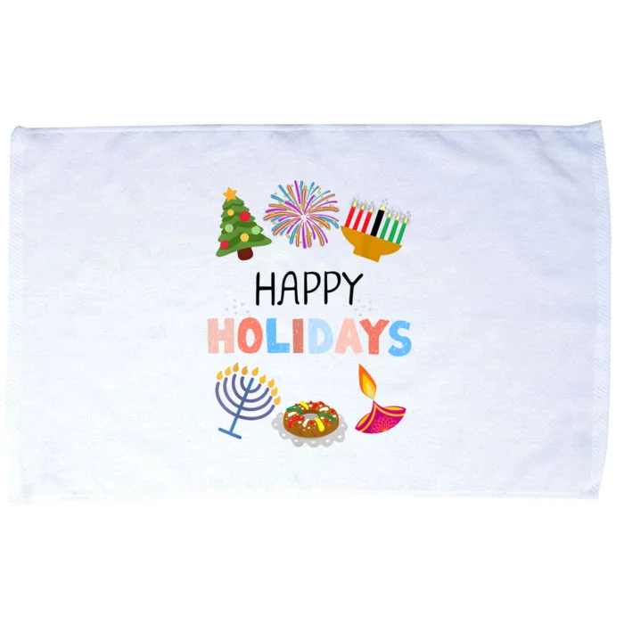 Happy Holidays Diwali Kwanzaa Hanukkah Christmas Microfiber Hand Towel