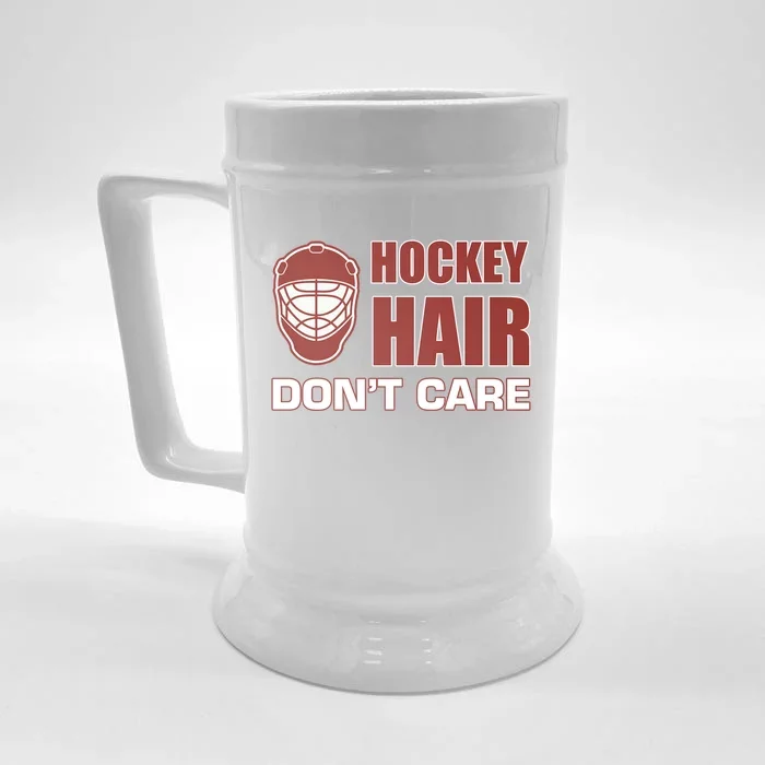 Hockey Hair DonT Care Adult Stick Goalie Rink Sports Cool Gift Front & Back Beer Stein