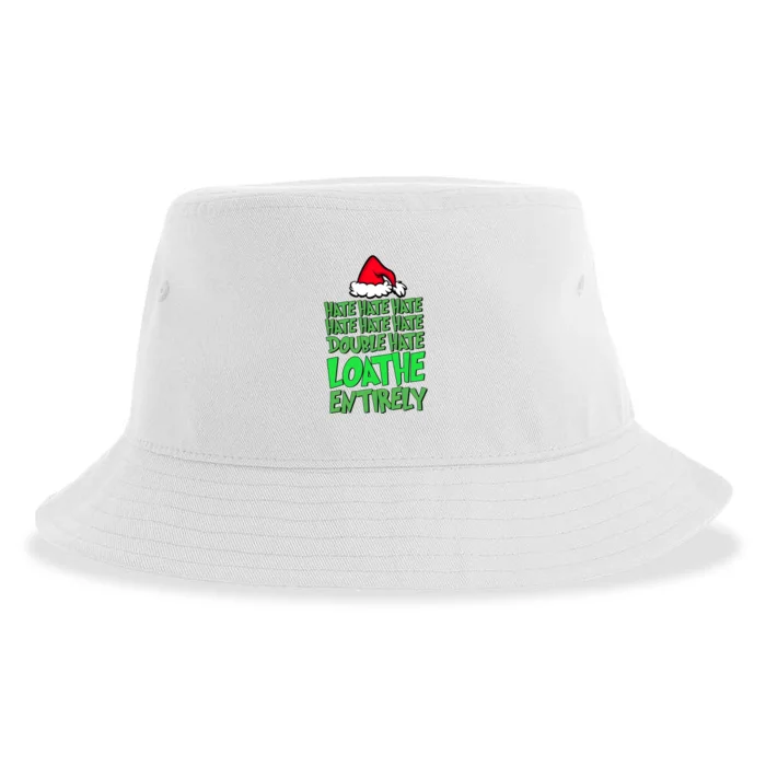 Hate Hate Double Hate Loathe Entirely Funny Christmas Santa Sustainable Bucket Hat