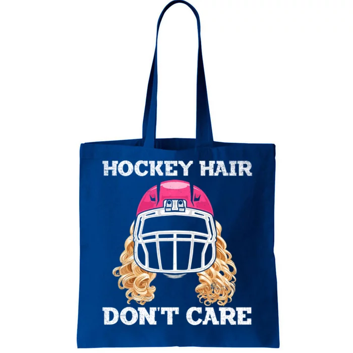 Hockey Hair Dont Care Ice Puck Player Gift Tote Bag