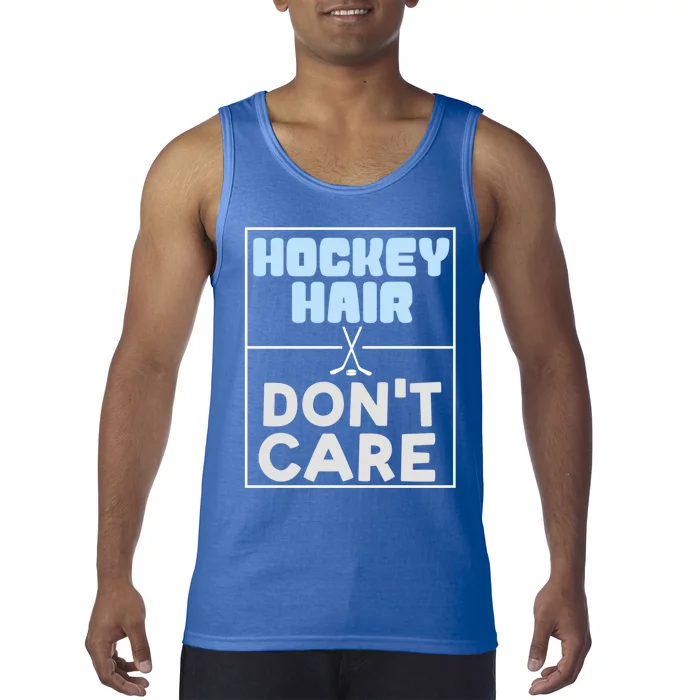 Hockey Hair Dont Care Ice Skating Puck Gift Tank Top