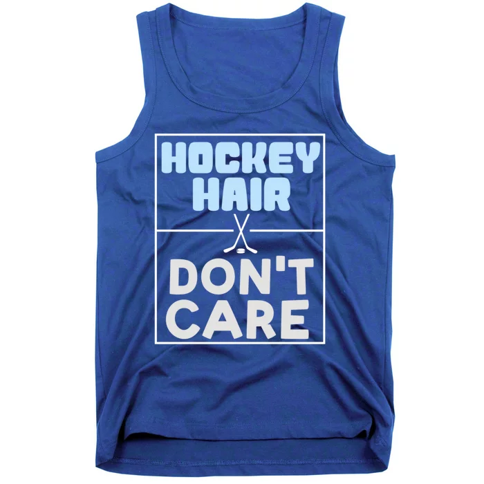 Hockey Hair Dont Care Ice Skating Puck Gift Tank Top