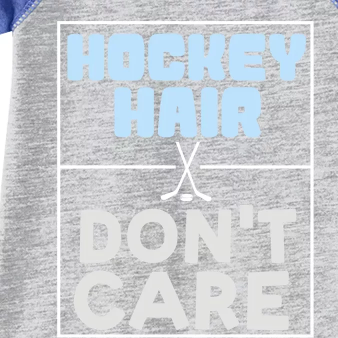 Hockey Hair Dont Care Ice Skating Puck Gift Infant Baby Jersey Bodysuit