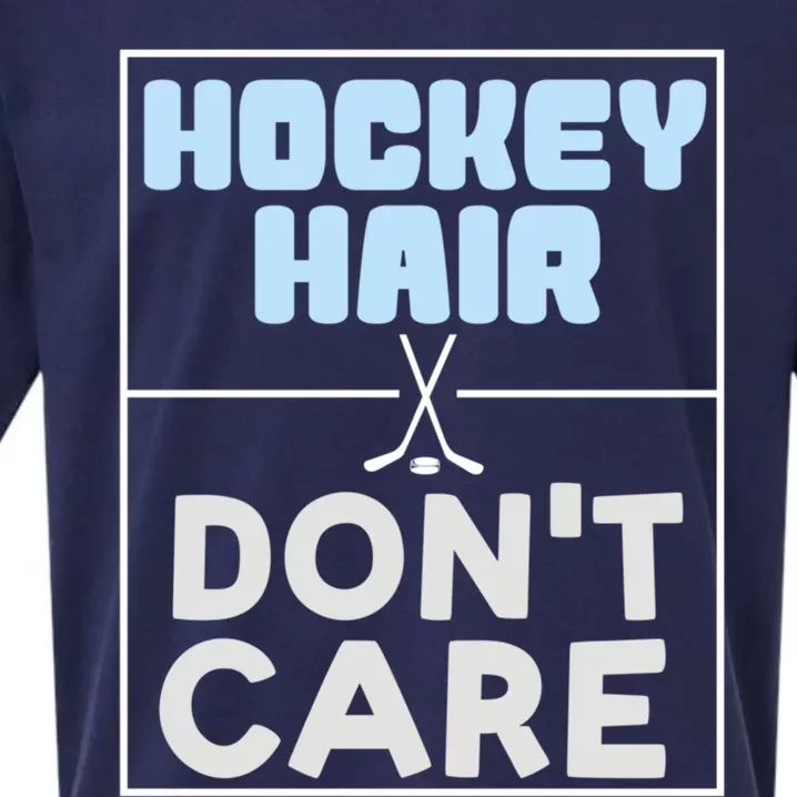 Hockey Hair Dont Care Ice Skating Puck Gift Sueded Cloud Jersey T-Shirt