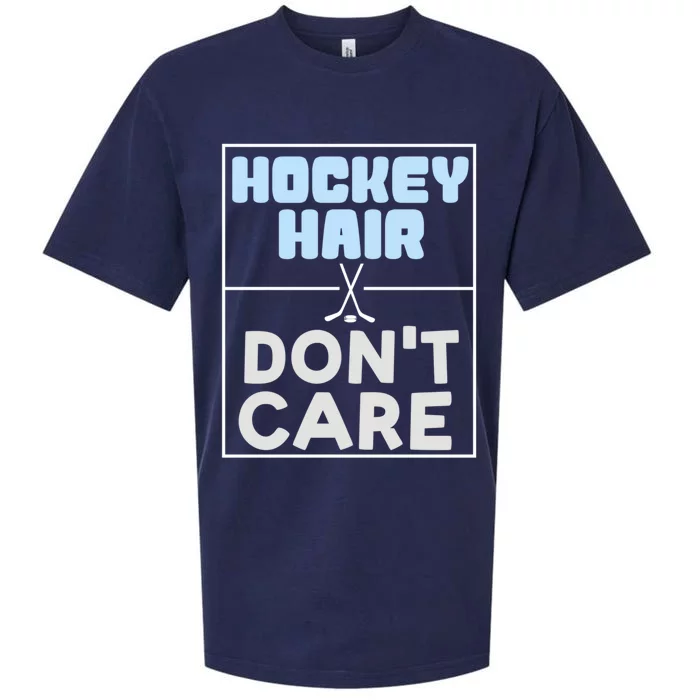 Hockey Hair Dont Care Ice Skating Puck Gift Sueded Cloud Jersey T-Shirt