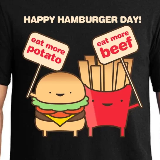 Happy Hamburger Day Funny Burger And Fries Gift Pajama Set